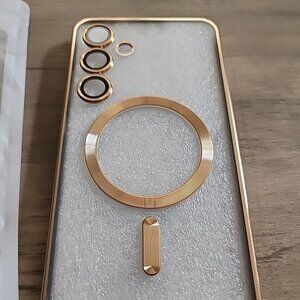 Abushiki Magnetic Phone Case For Galaxy S24 Plus Clear And Gold